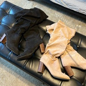 Tall, slightly slouchy suede boots, size 9, $20 each